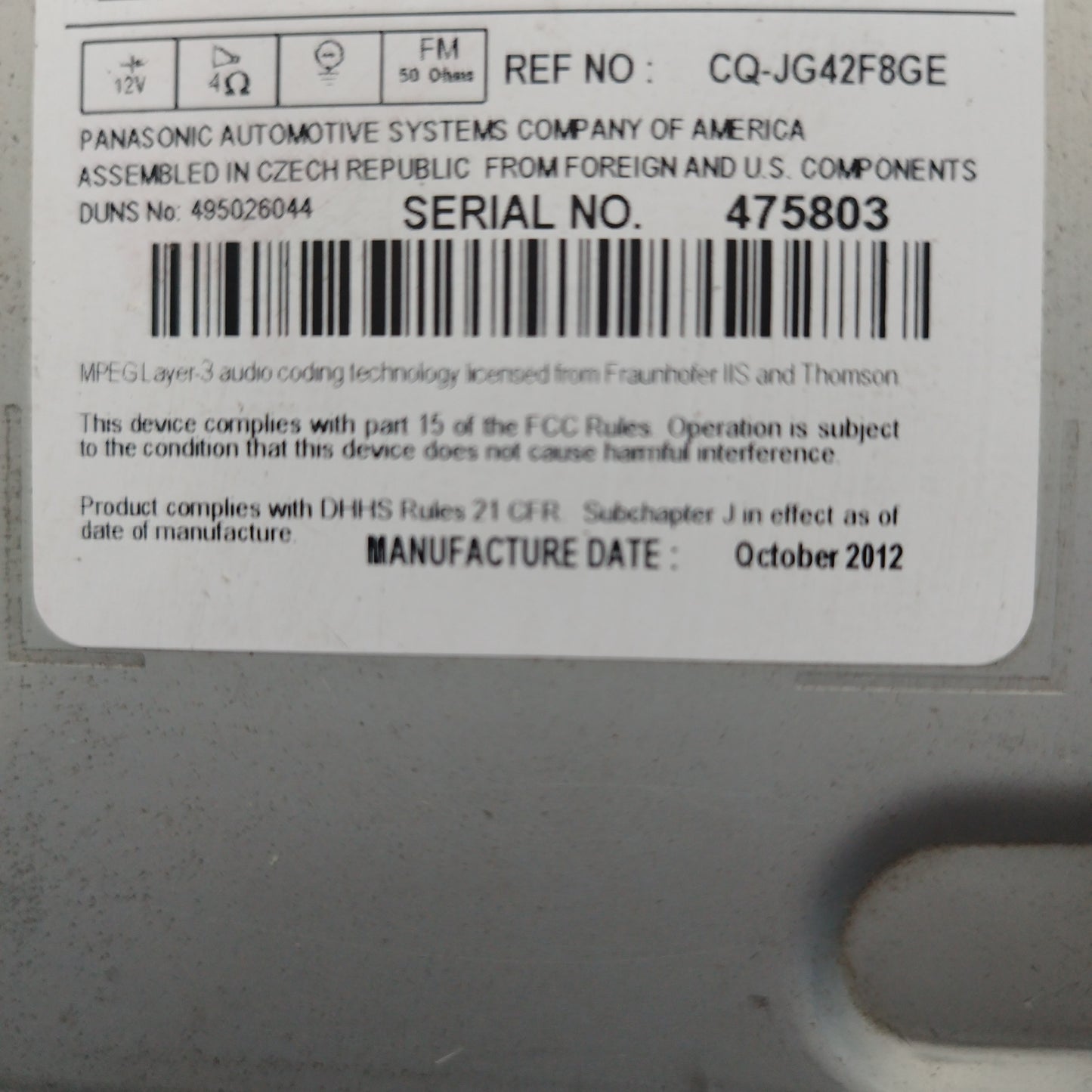 Autoradio cd 300 Opel Meriva B 2012 codice: 22878353 ecoAC3710