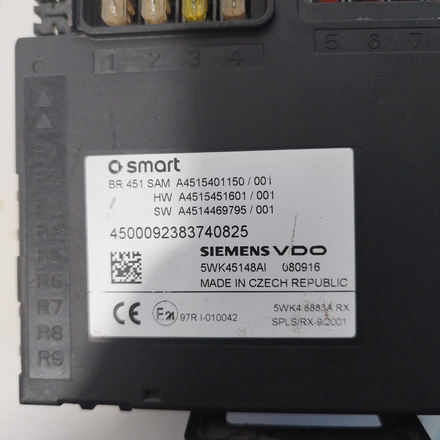 Sam Smart Fortwo 451 2010 control unit code: 5wk45148AI ecoAC3942