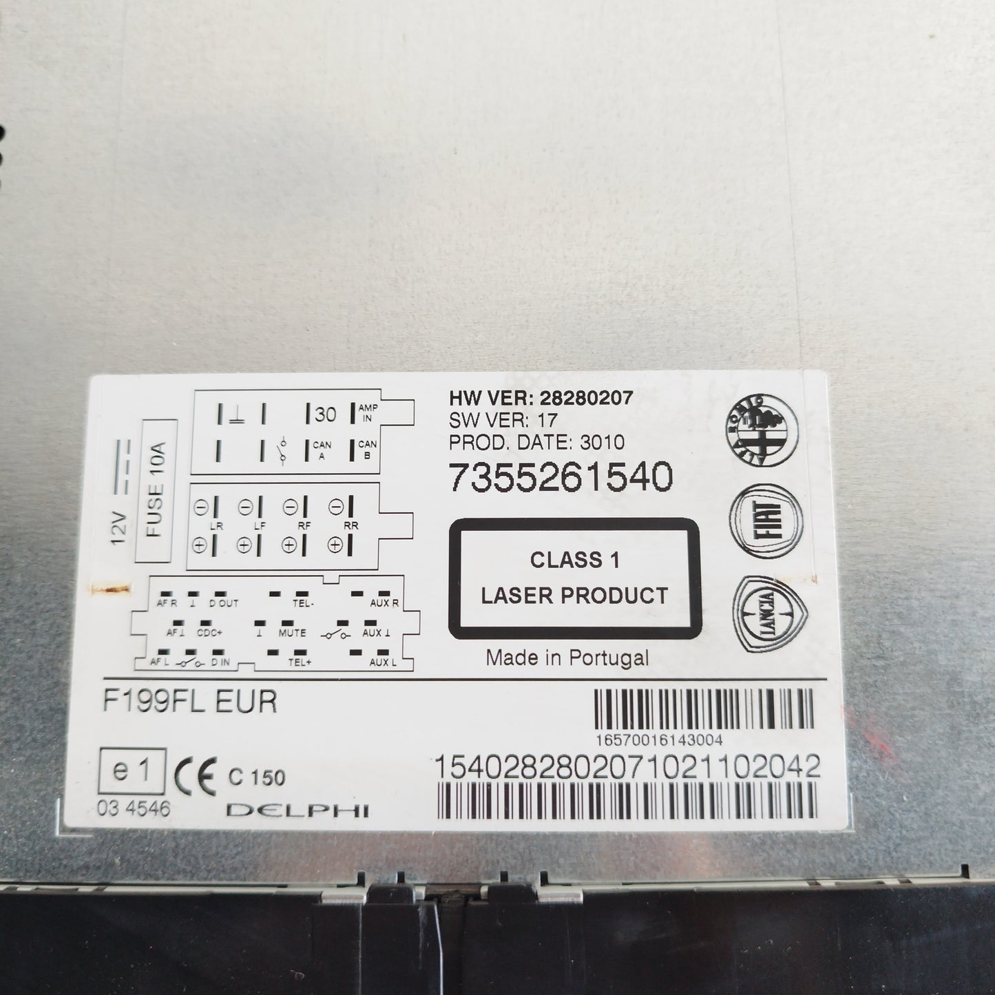 Autoradio cd Fiat Punto Evo 2012 Codice: 7355261540 ecoAC4099