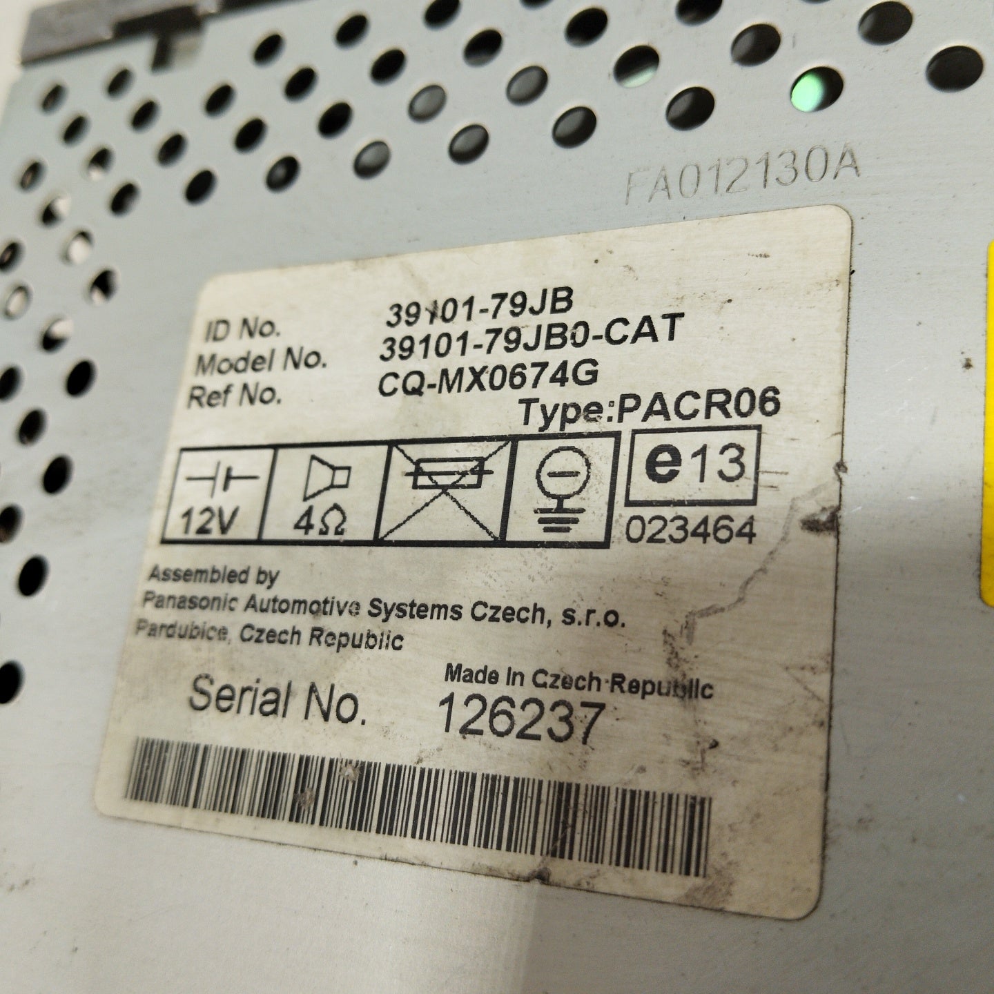 Fiat Sedici 2007 Autoradio Code 39101-79jb ecoAG2489