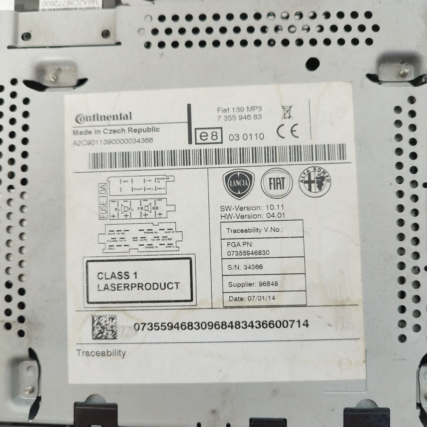 Autoradio MP3 Fiat New Panda 2013 Codice 735594683 ecoAC4754