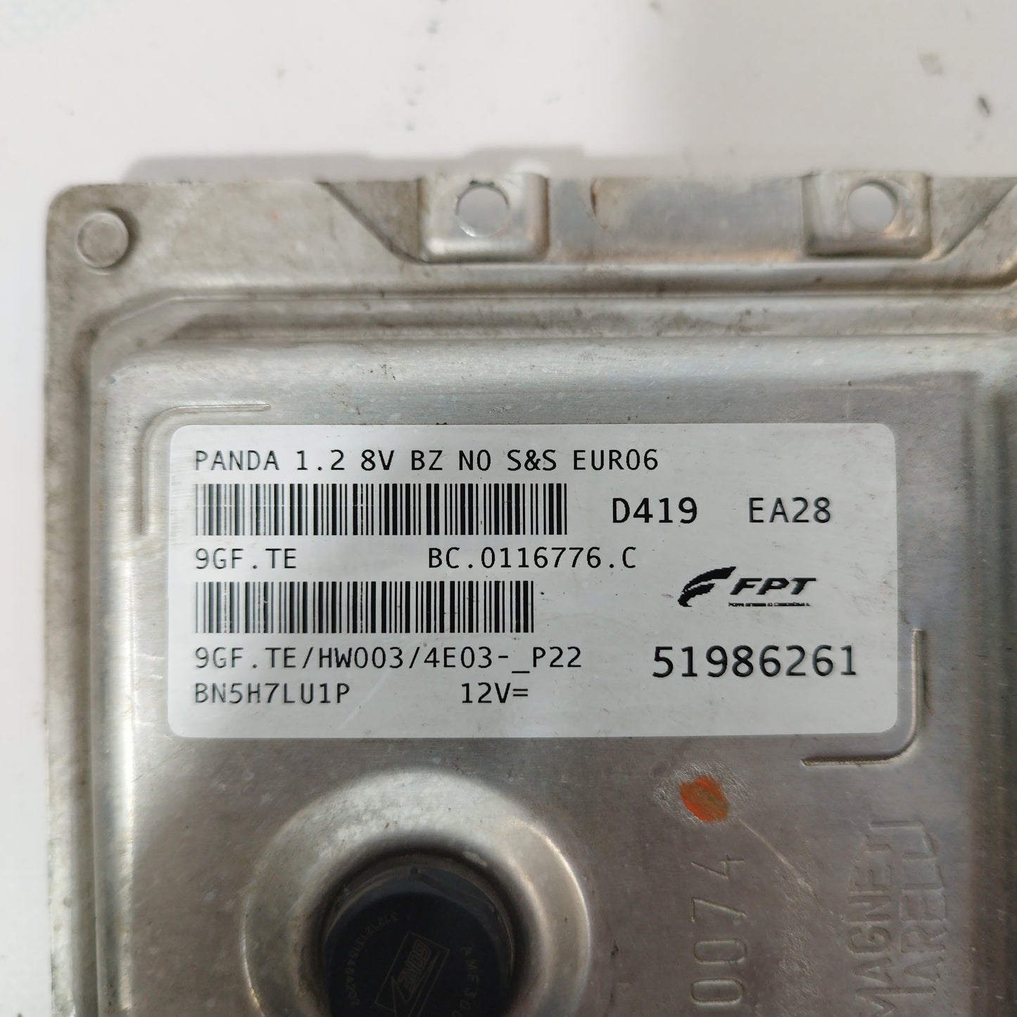 Fiat New Panda 1.2 b 8v 2013 engine control unit code: 9GF.TE/51986261 ecoAC4774