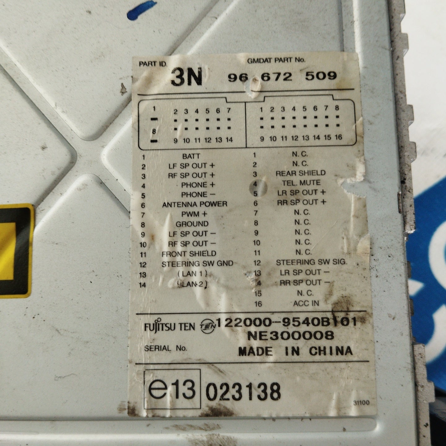 Autoradio Chevrolet Captiva 2010 cod: 3N96672509 ecoAG2719