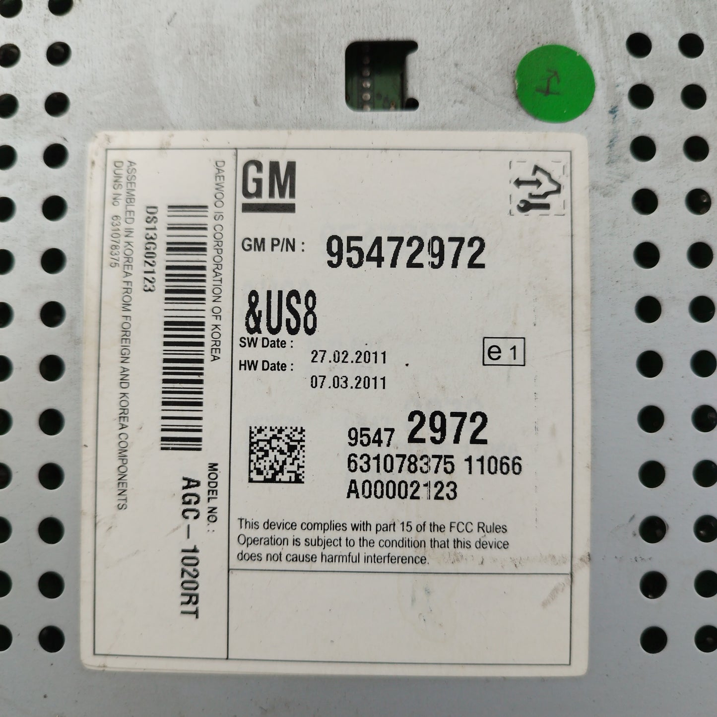 Autoradio CD con aux Chevrolet Aveo 2011 codice: 95472972 ecoAC5455