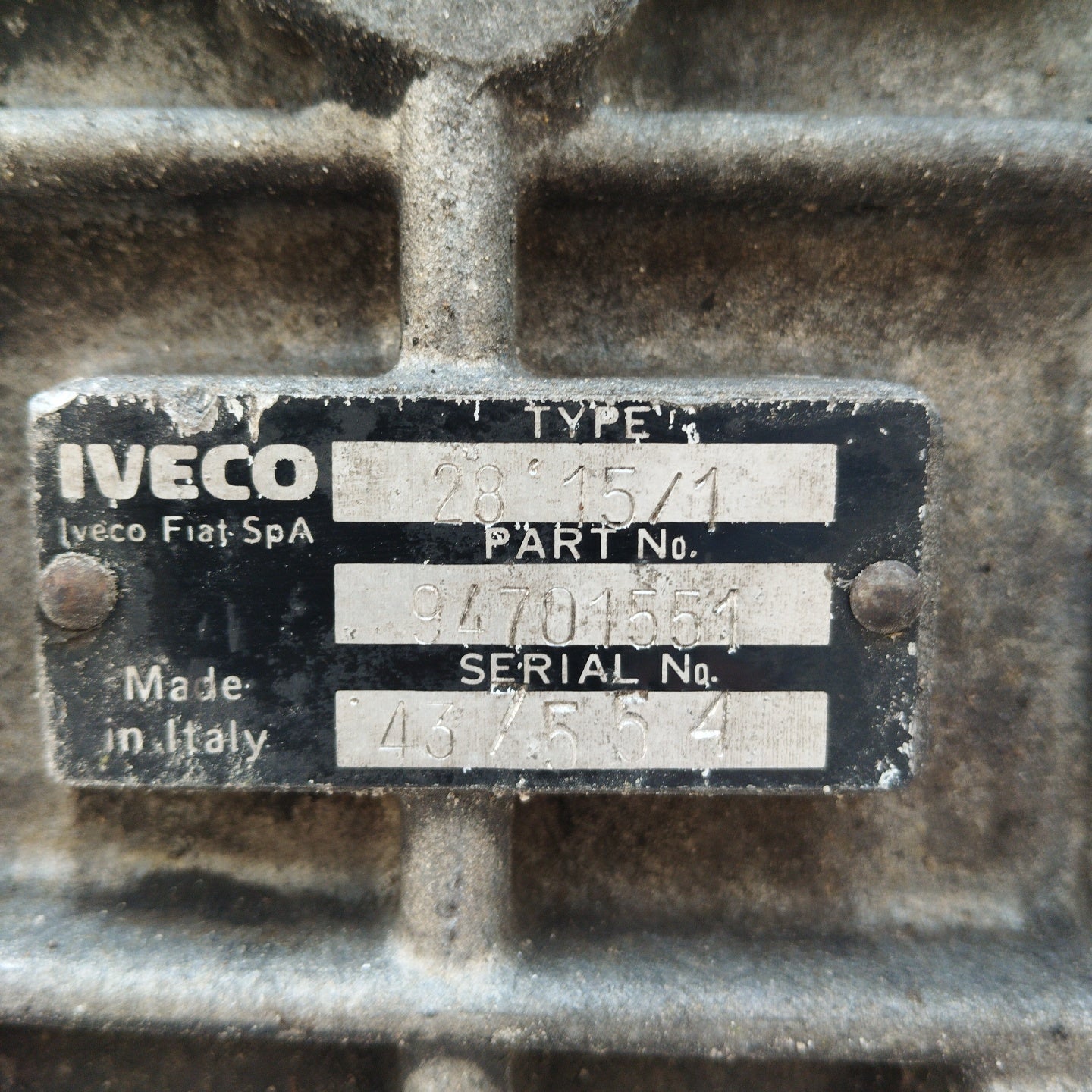 Iveco Daily 2.5 D 1989 gearbox code: 94701551 ecoAG3070