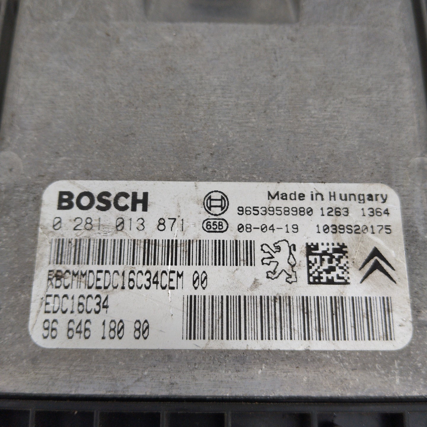 Zündkit Citroen Berlingo 1.6 HDI 2009 Code: 0281013871 ecoAG4629