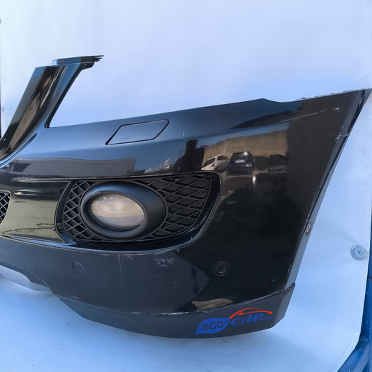 Black front bumper Mercedes ML W164 has various deep scratches license plate holder and a damaged stop ecoAG7081