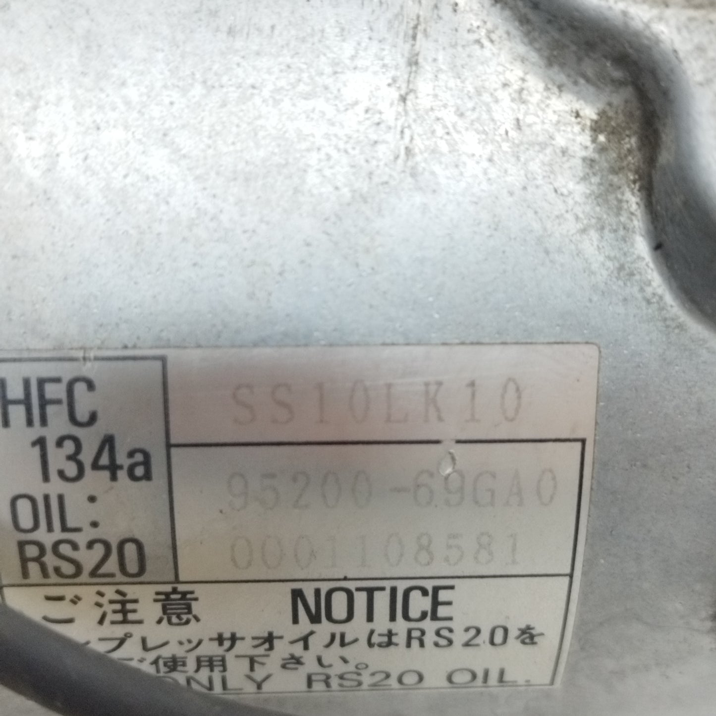 A/C compressor Suzuki Wagon 1.3 B 2002 cod: 95200-69GA0 ecoAC8829