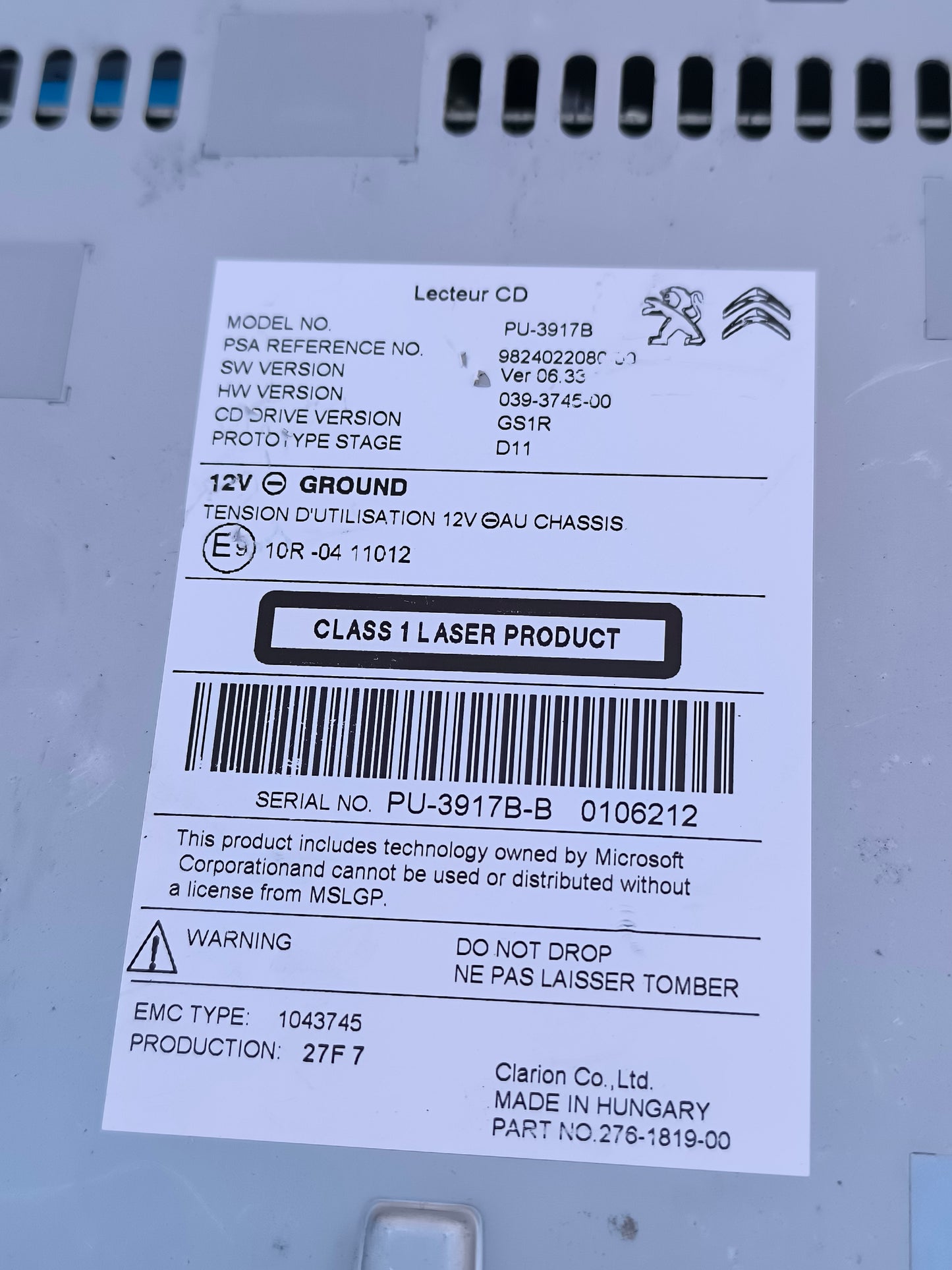 Peugeot 508 Autoradio, Baujahr 2015, Code PU-3917B ecoAG6915