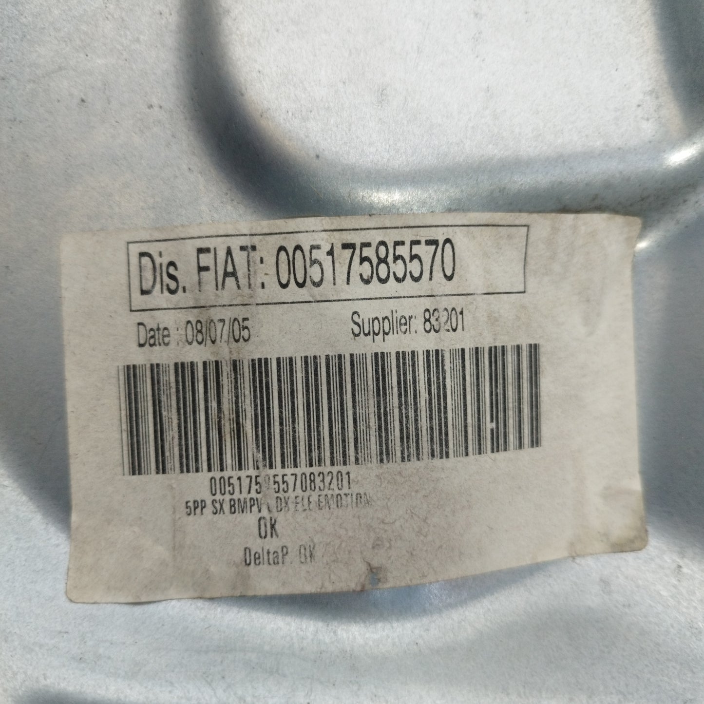 Cremagliera a pannello posteriore sx Fiat Idea / Lancia Musa 2006 cod 00517585570 ecoAC8960