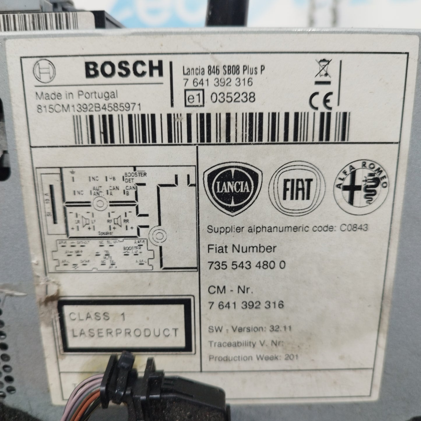 Autoradio Lancia Ypsilon 2013 Cod: 7355434800 ecoAC11051