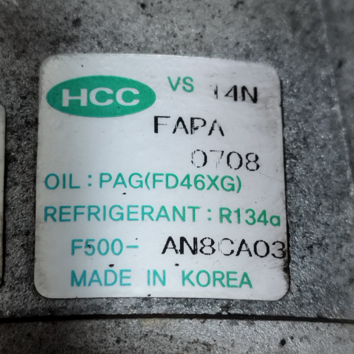 Compressore aria condizionata Hyundai I30 1.6 CRDI 2007-2011 cod: F500-AN8CA03 ecoAC16640