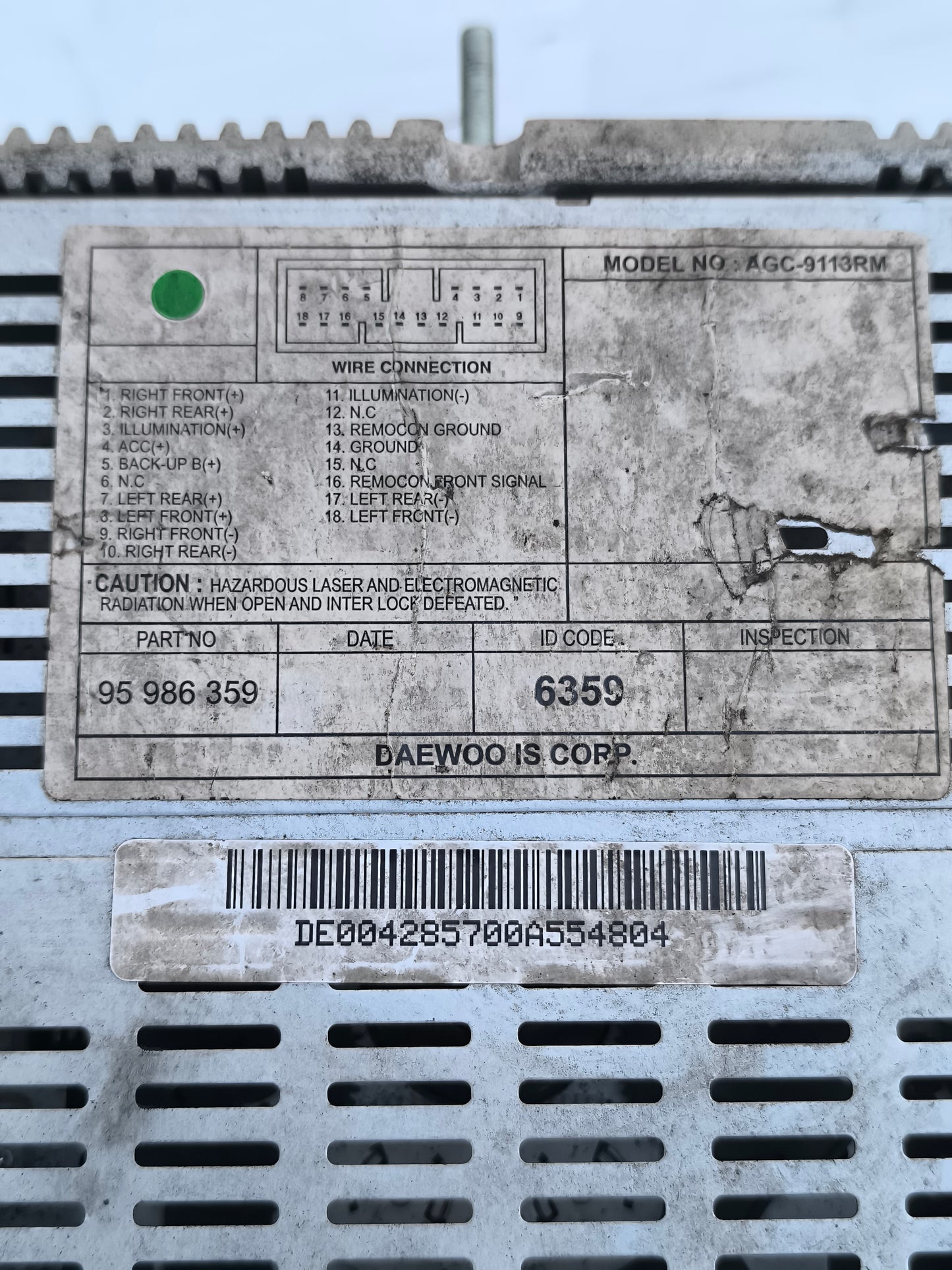 Autoradio Chevrolet Spark anno 2010 cod. 95986359 ecoAG7343