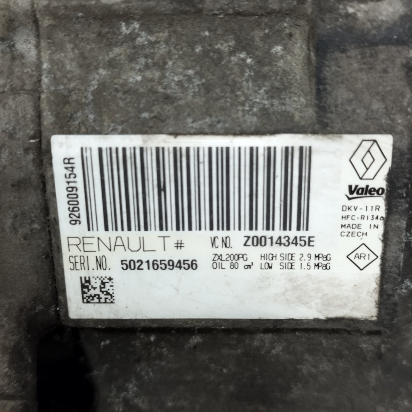 Compressore A/C Dacia Dokker 1.5 DCI 2014 Cod: 926009154R ecoAC12801