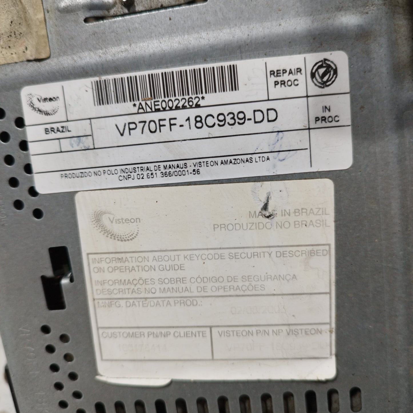 Autoradio Fiat Strada 2008 Cod: VP70FF-18C939-DD ecoAC10298