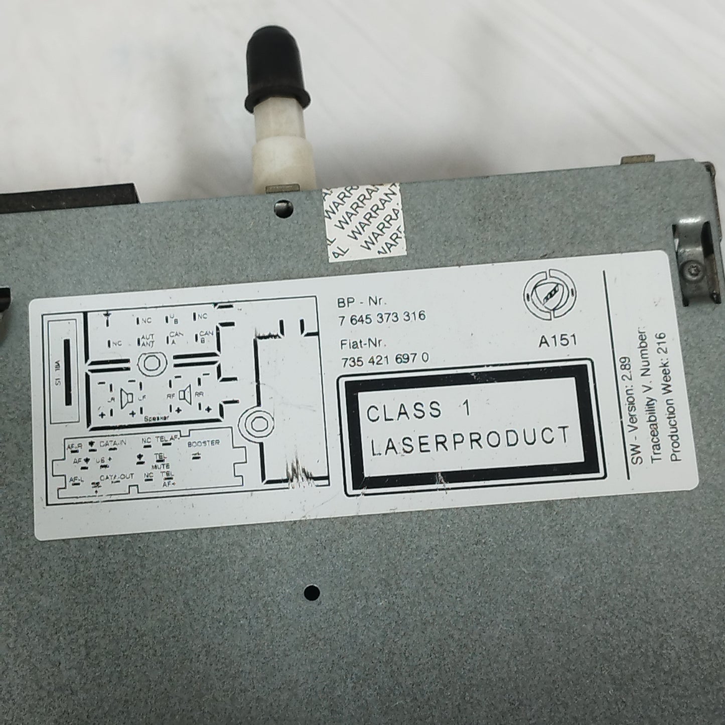 Autoradio Fiat idea 2008 Codice: 7645373316 ecoAC13235