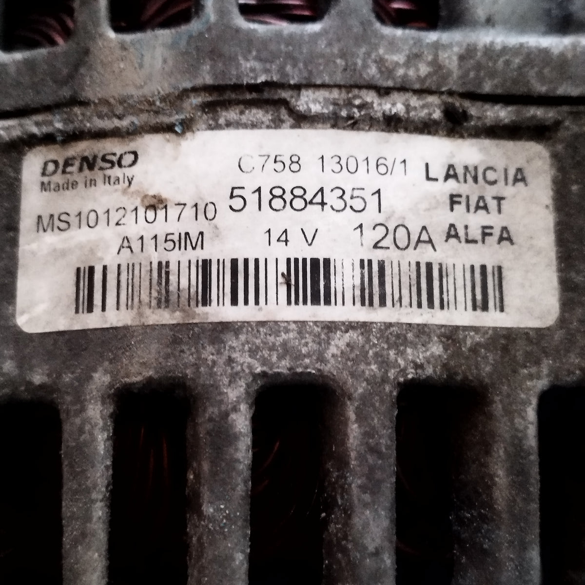 Alternatore Fiat Tipo 1.6 MTJ 120cv 2015-2020 1 pin cod: 51884351 ecoAC17235