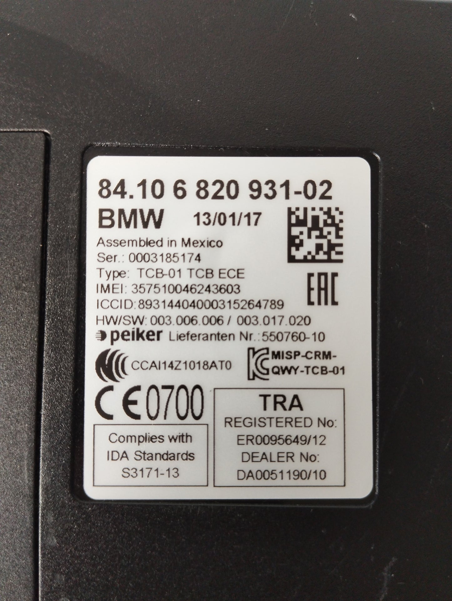 Bluetooth control unit BMW 3 Series F31 84.106820931-02 ecoAG5601