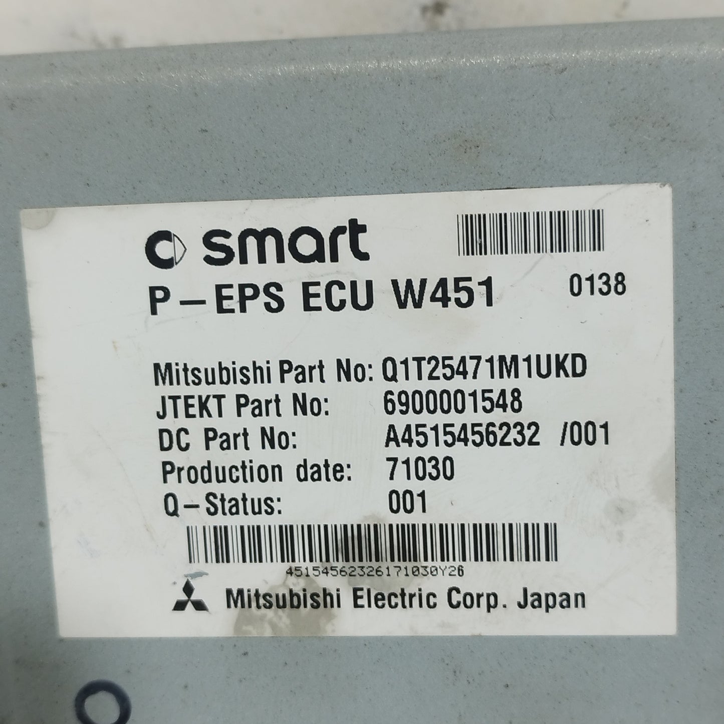 Centralina Servosterzo Smart fortwo 451 2010 cod: A4515456232/001 ecoAC14721