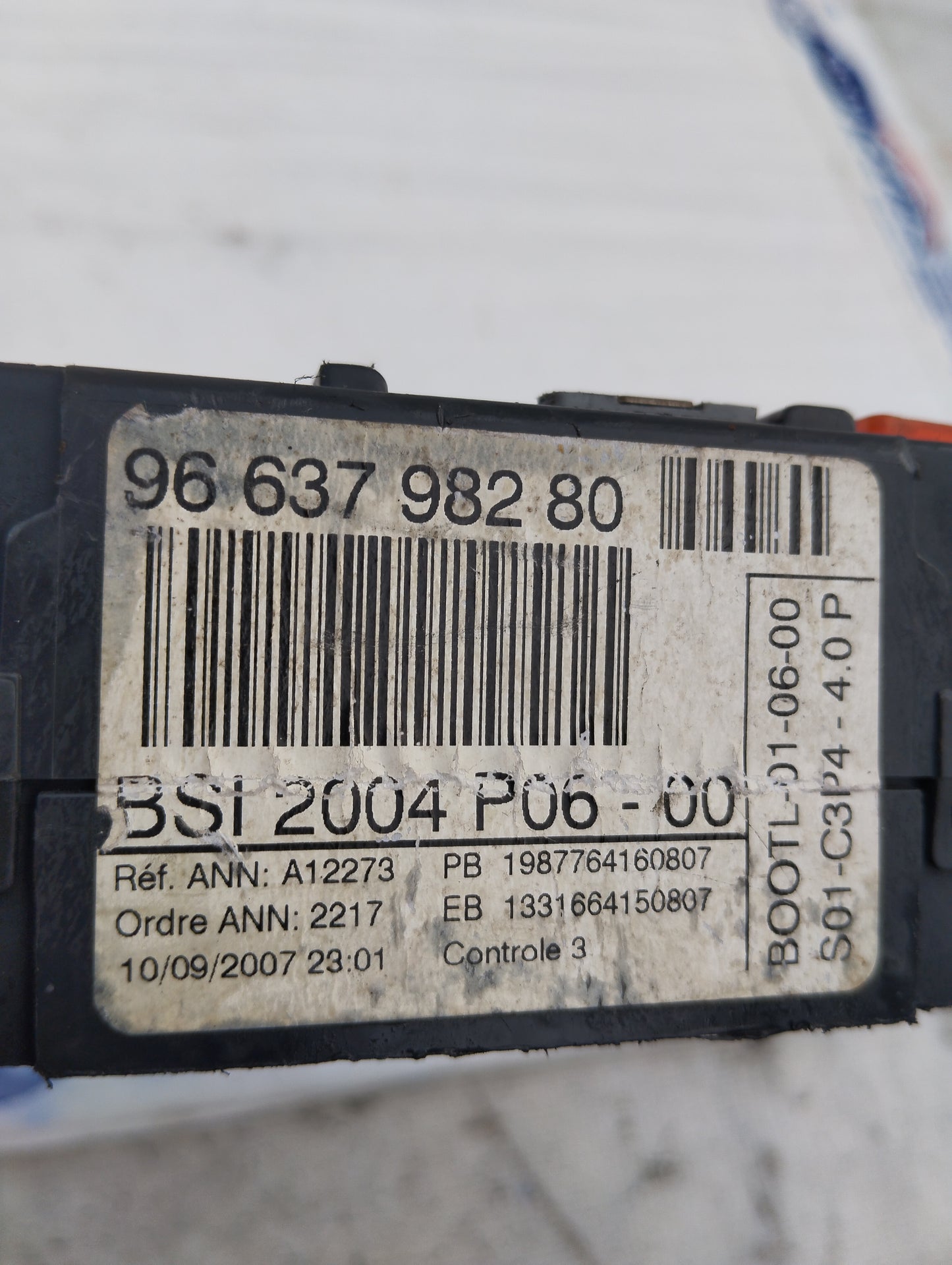 Peugeot 207 2007 Karosseriecomputer-Steuergerät Code: 9663798280 ecoAG5367