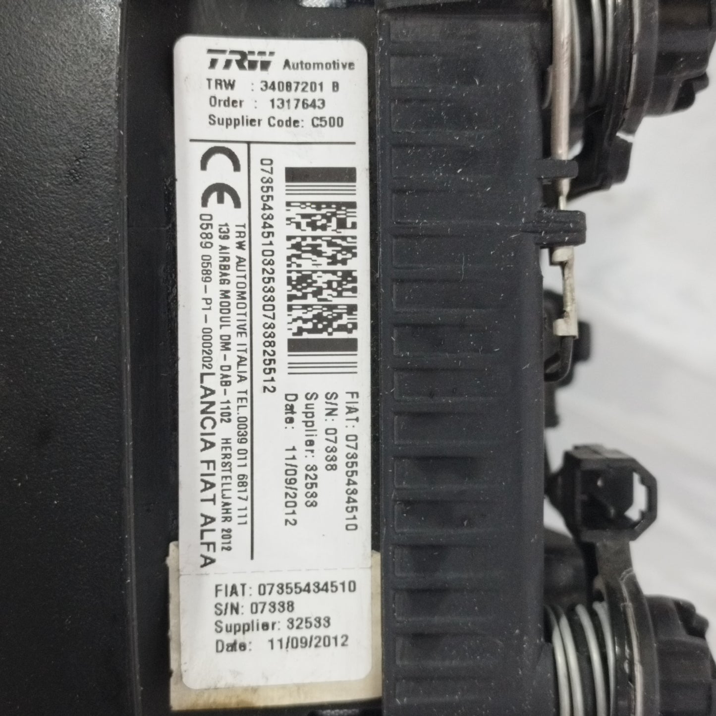 Fiat New Panda 2012 Lenkradairbag-Code: 07355434510 ecoAC881