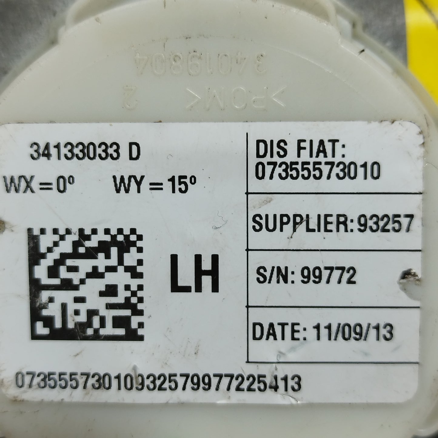 Front left seat belt Fiat 500L 2014 Code: 07355573010 ecoAC10880