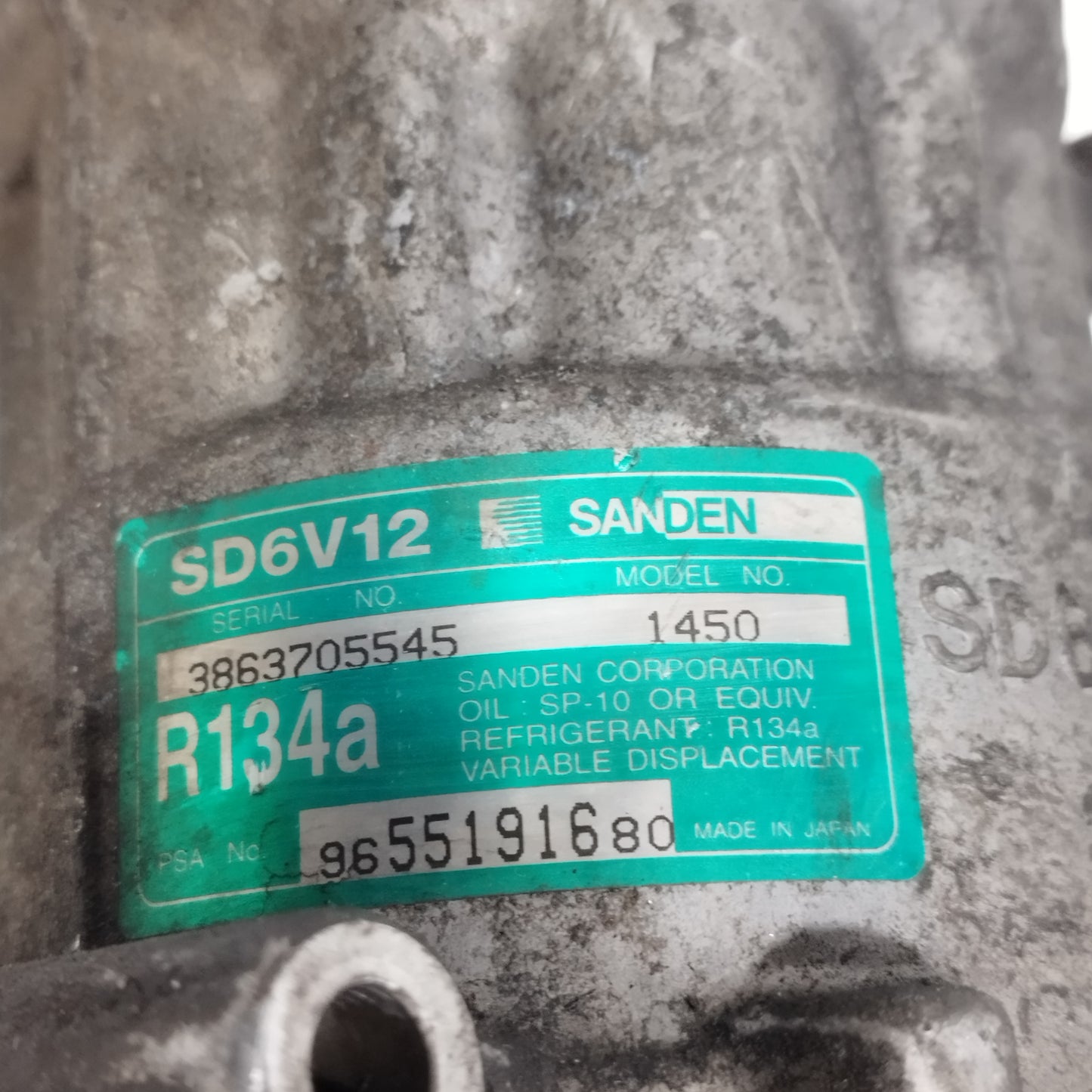 Compressore a / c Citroen C3 1.4 D 2002-2010 (2 pin) cod: 9655191680 ecoAC15527