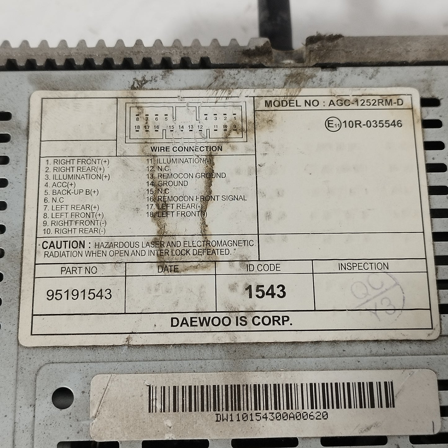 Autoradio Chevrolet Spark 2010 cod: 95191543 ecoAC14998