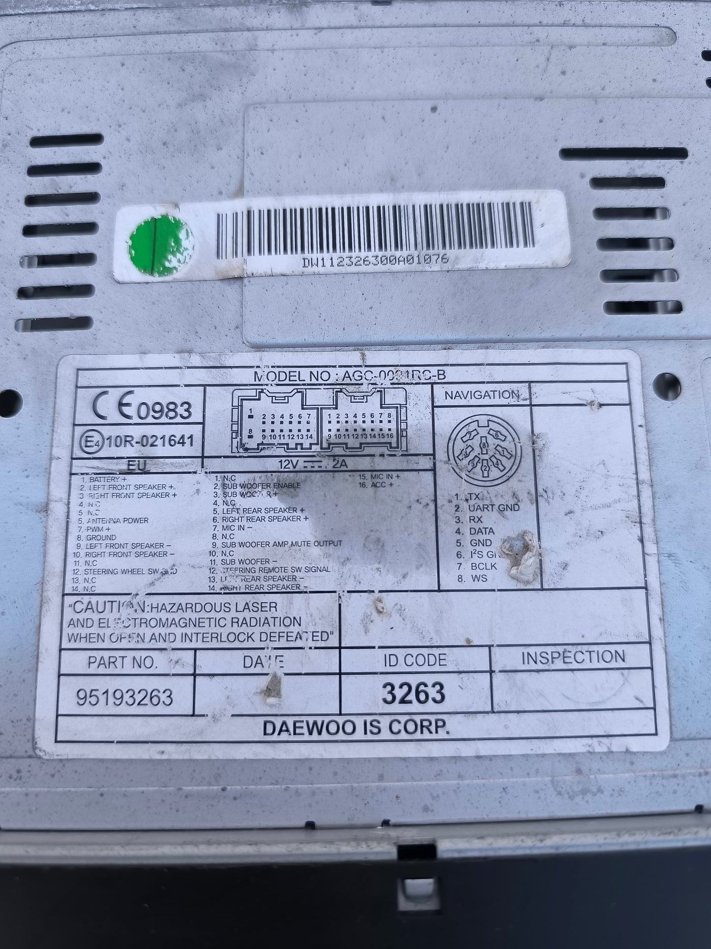 Autoradio Chevrolet Captiva anno 2010 cod. 95193263 ecoAG7311