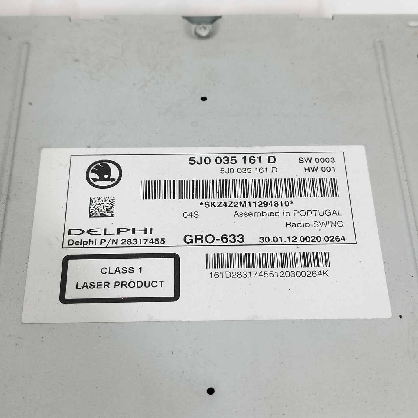 Skoda Fabia 2012 Autoradio Code: 5J0035161D ecoAC13946