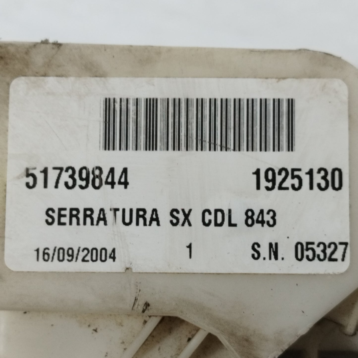 Front left lock Lancia Ypsilon 2005 Code: 51739844 ecoAC11125