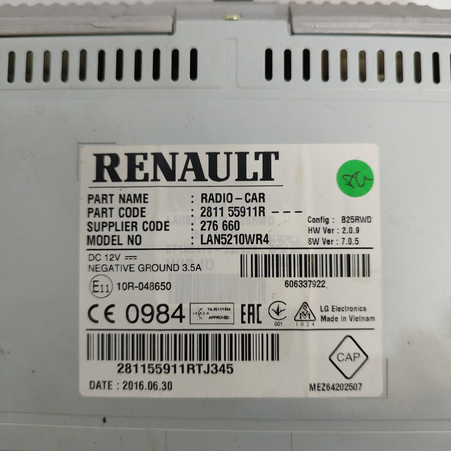 Autoradio navigatore Renault Clio 2016 4° serie codice 281155911R ecoAC242