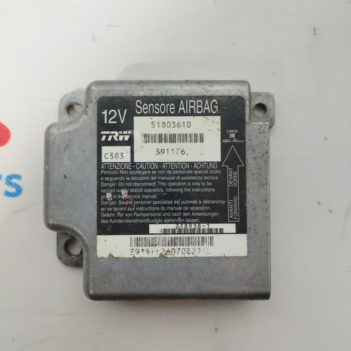 Airbag kit Fiat Panda 2006 control unit code 51803610 ecoAC1027