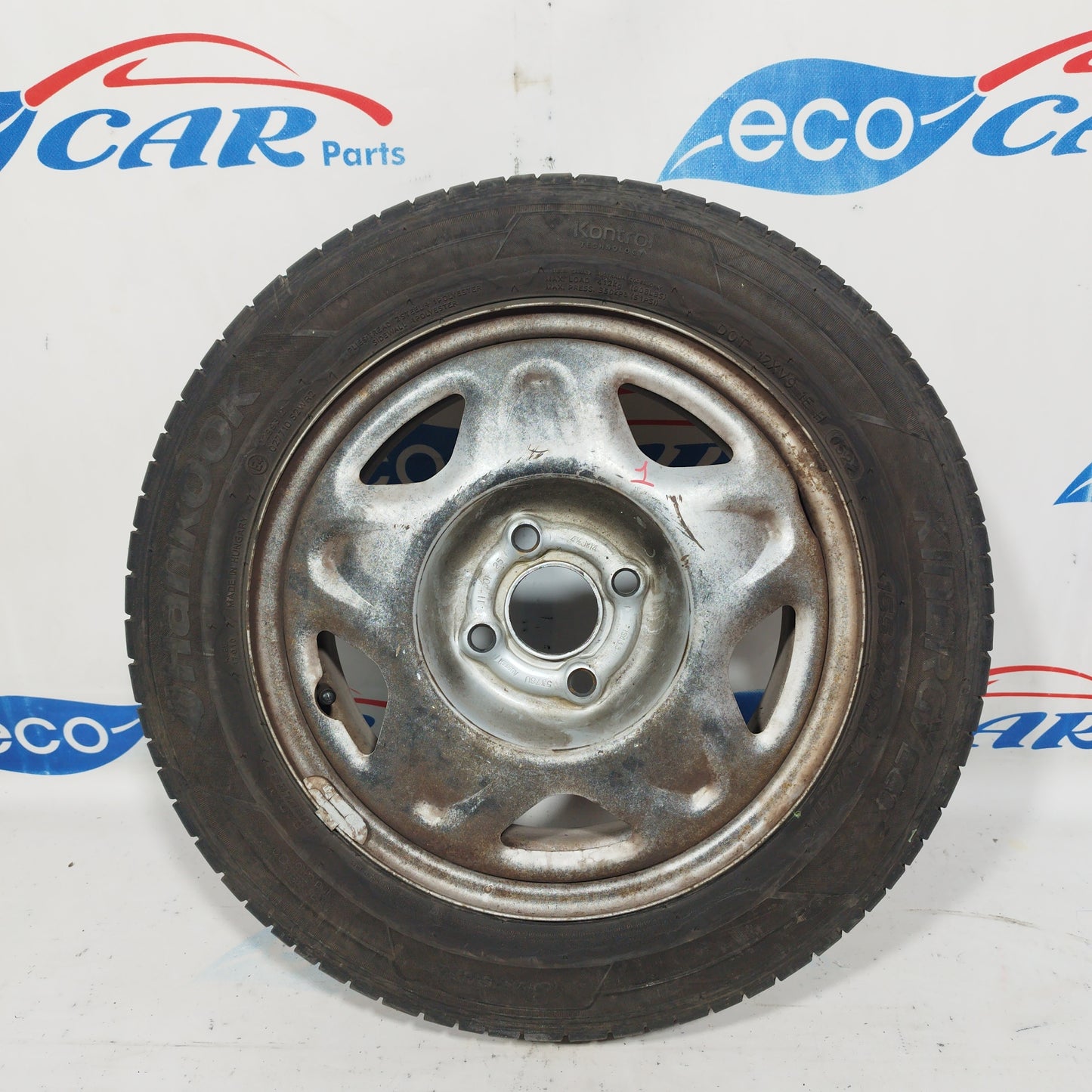 Cerchi in ferro da 14 con gomme 155/70/R14 Hankook Chevrolet Spark 2011 ecoAC4889