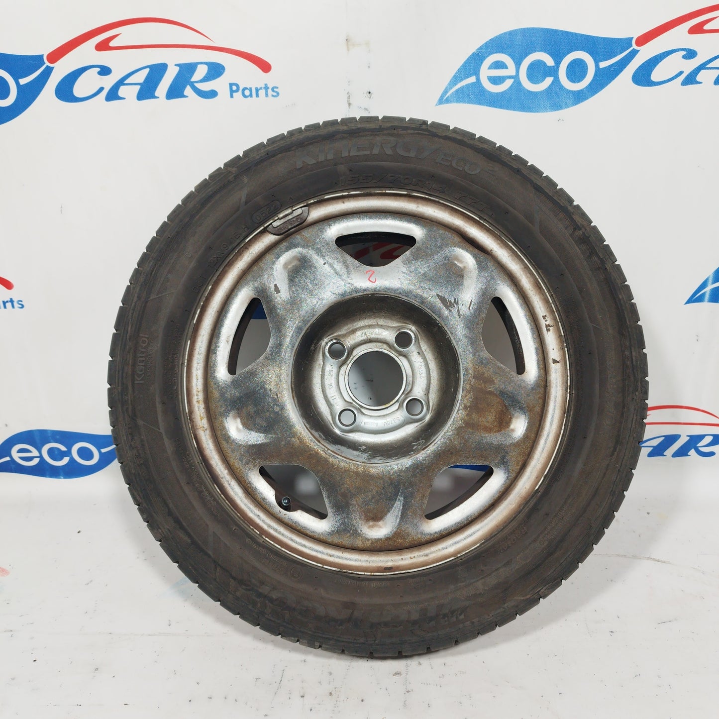 Cerchi in ferro da 14 con gomme 155/70/R14 Hankook Chevrolet Spark 2011 ecoAC4889