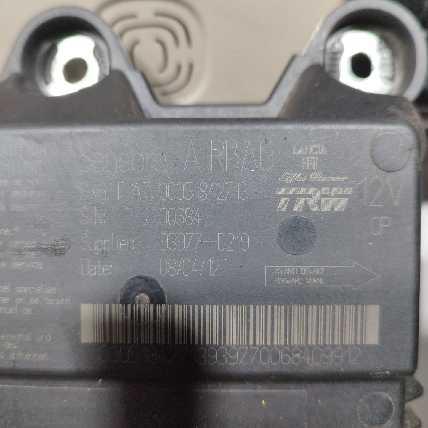 Komplettes Airbag-Set beige Fiat New Panda 2012 Code: 51842713 ecoAC5137