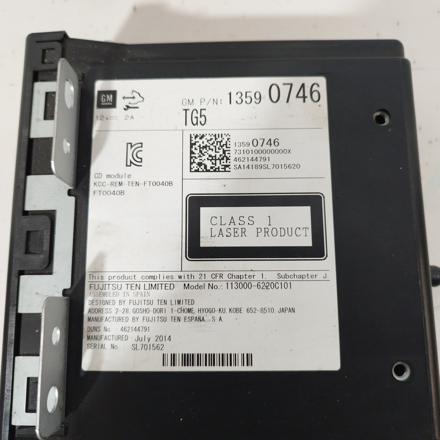 Opel Insignia CD player 2014 code: 13590746 ecoAC5294