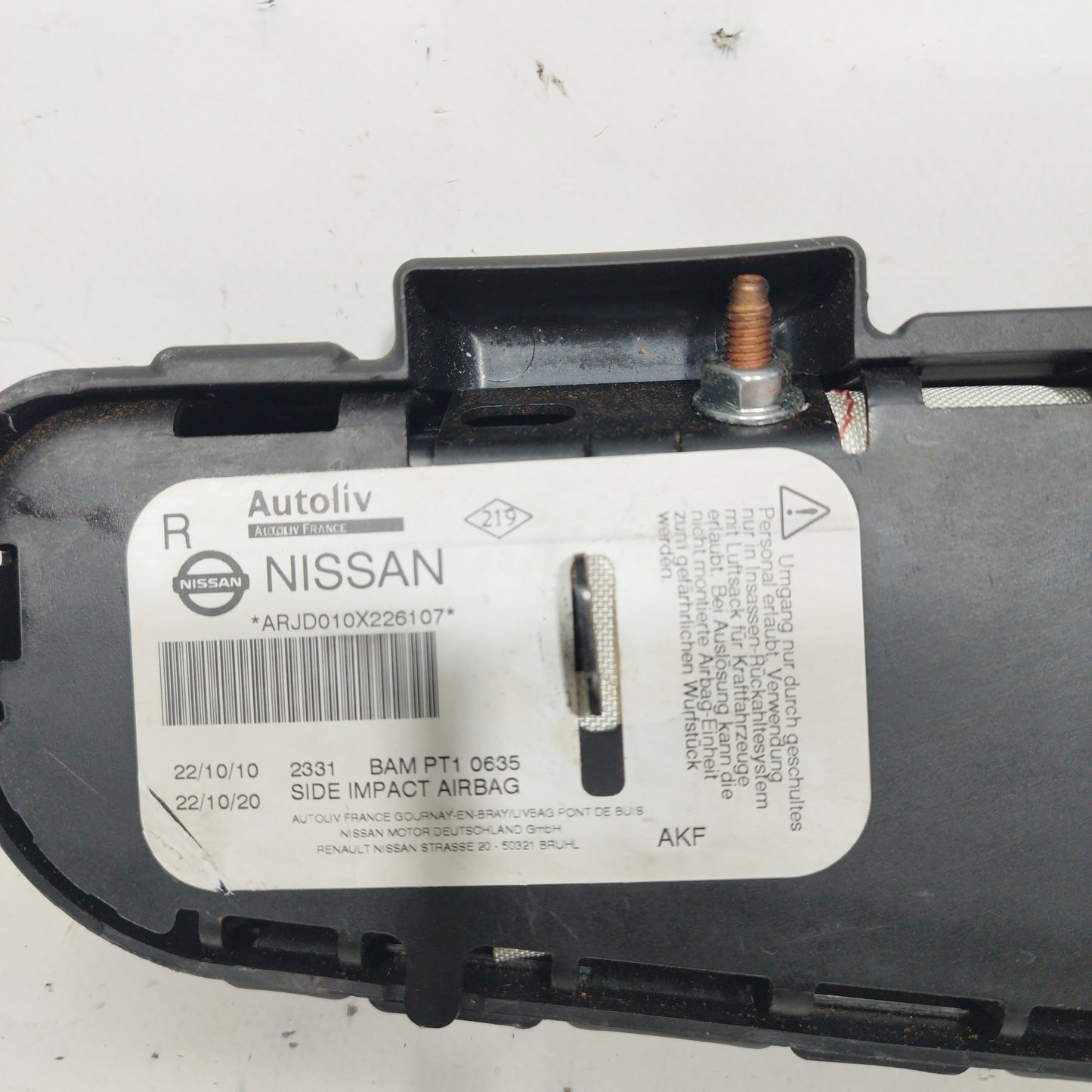 Right front seat airbag Nissan Qashqai 2010 code: 6009384 ecoAC5711