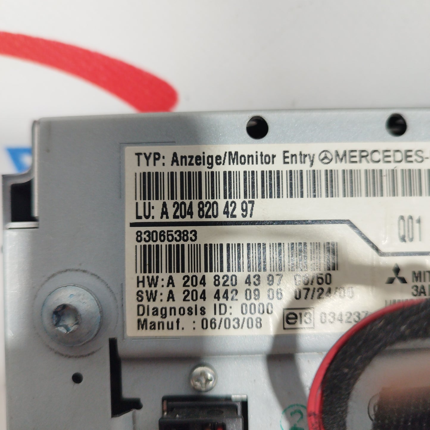 Display Mercedes Classe C 2010 codice: A2048204297 ecoAC6067