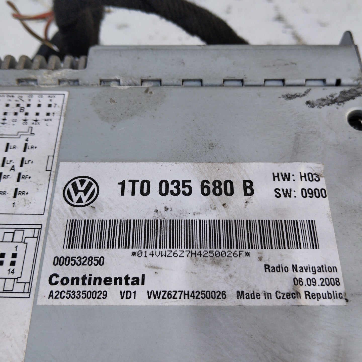 Autoradio Volkswagen Golf 6 / Passat/Tiguan 2010 Cod. 1T0035680B ecoAG3933