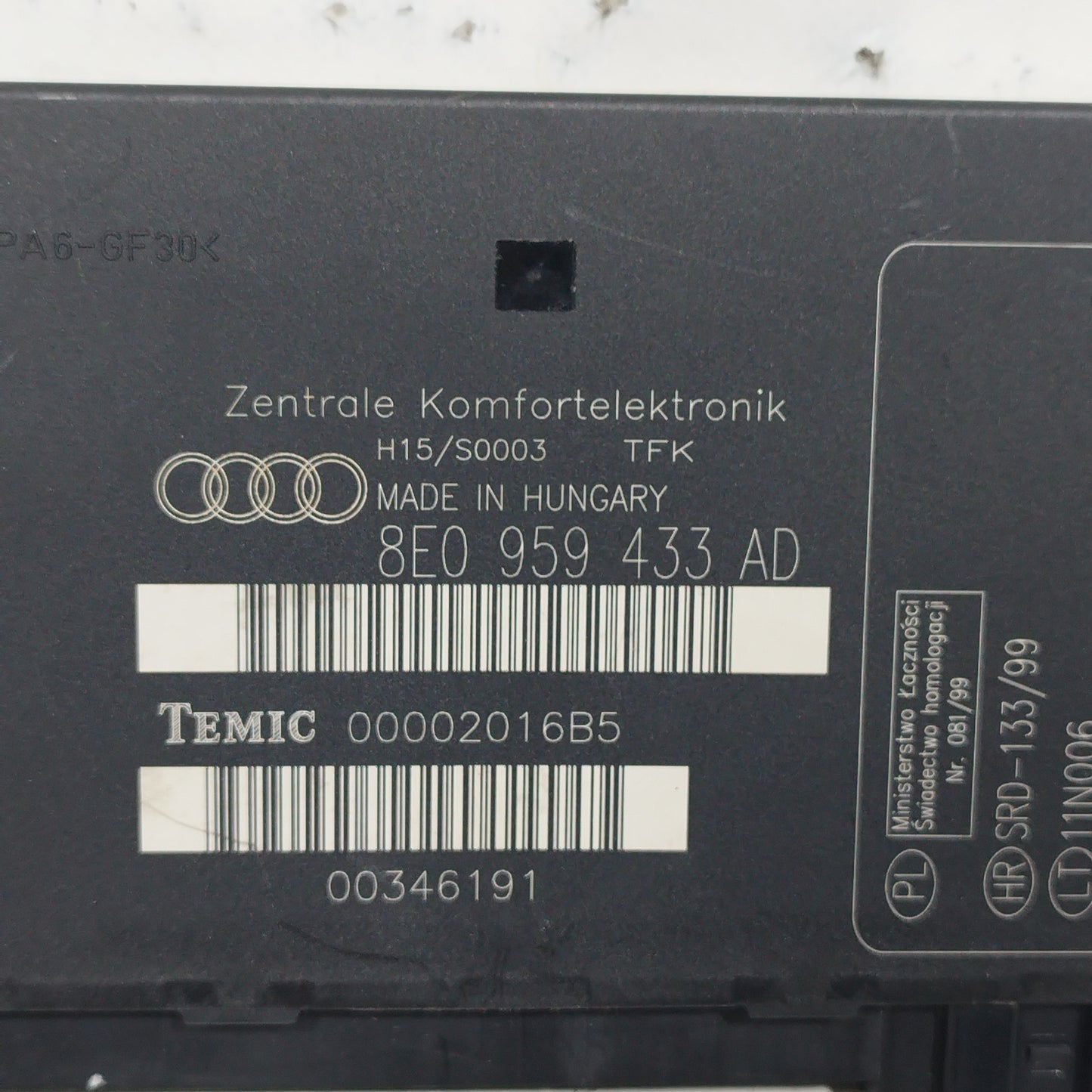 Centralina comfort Audi A4 1.9 TDI 2000 cod: 8E0959433AD ecoAC6905