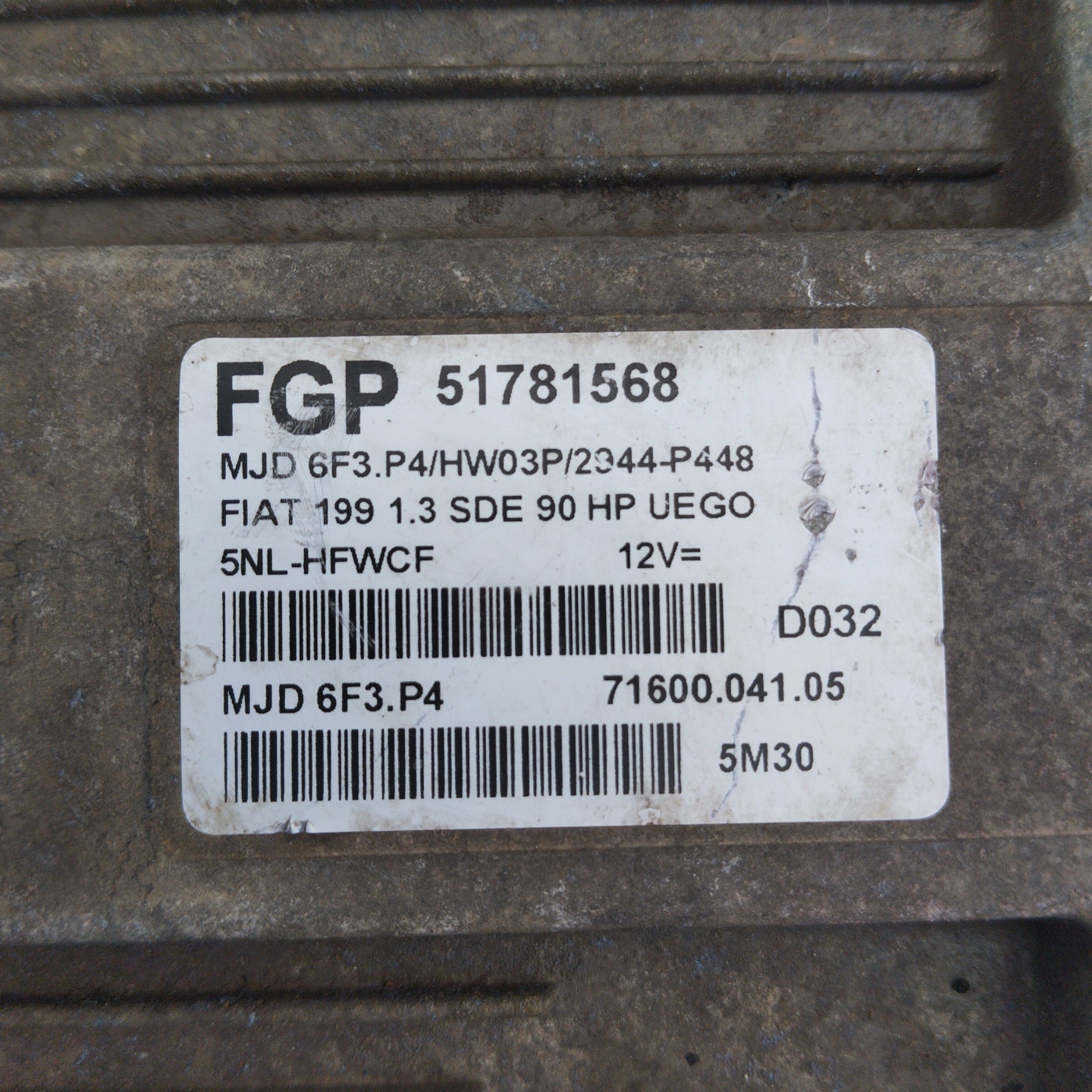 Zündsatz Fiat Grande Punto 1.3 MTJ 90cv Code: 51781568 ecoAG4541