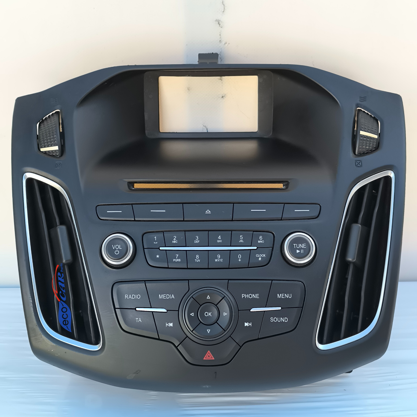 Komplettes Autoradio-Bedienfeld für Ford Focus, Baujahr 2015, Code 4F571-BB ecoAG7405, Rahmen leicht verfärbt