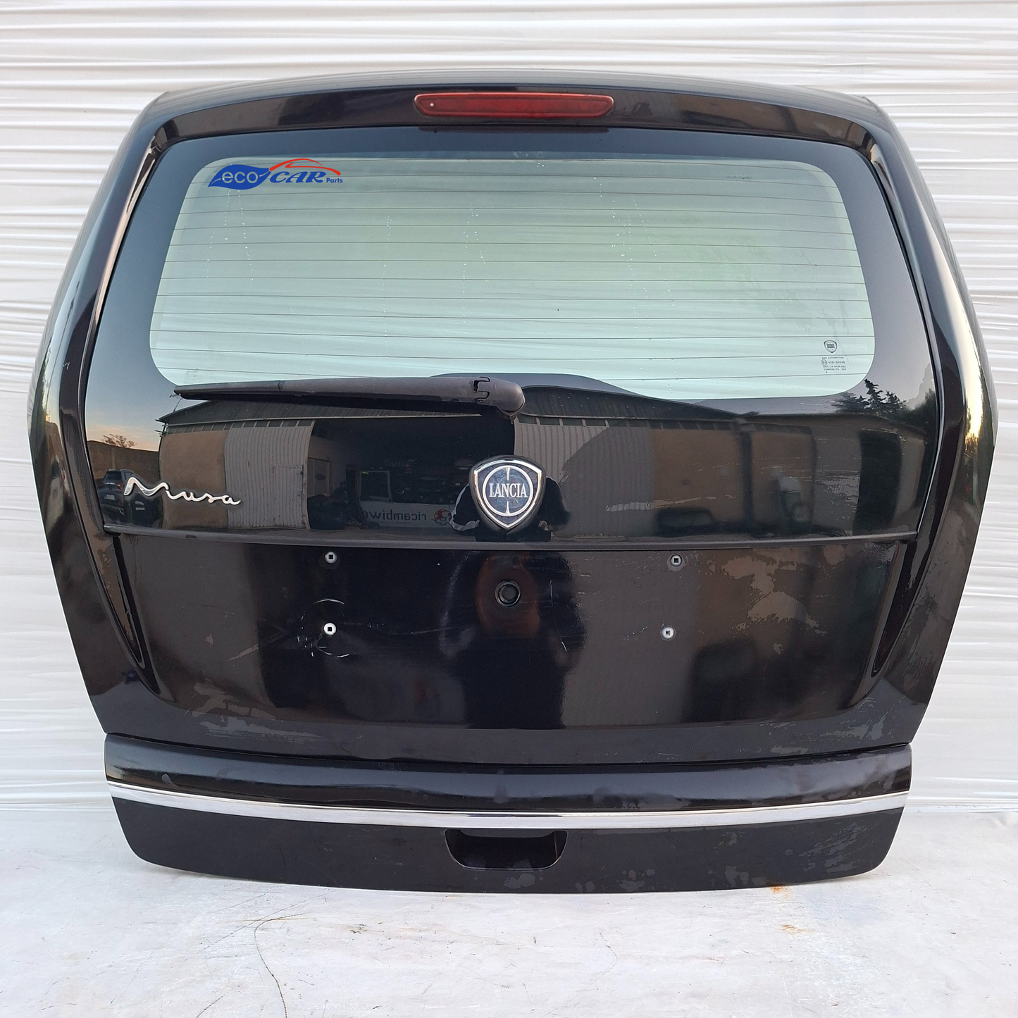 Lancia Musa Heckklappe, Baujahr 2010, schwarz, kleine Delle und einige Kratzer, ecoAG7699