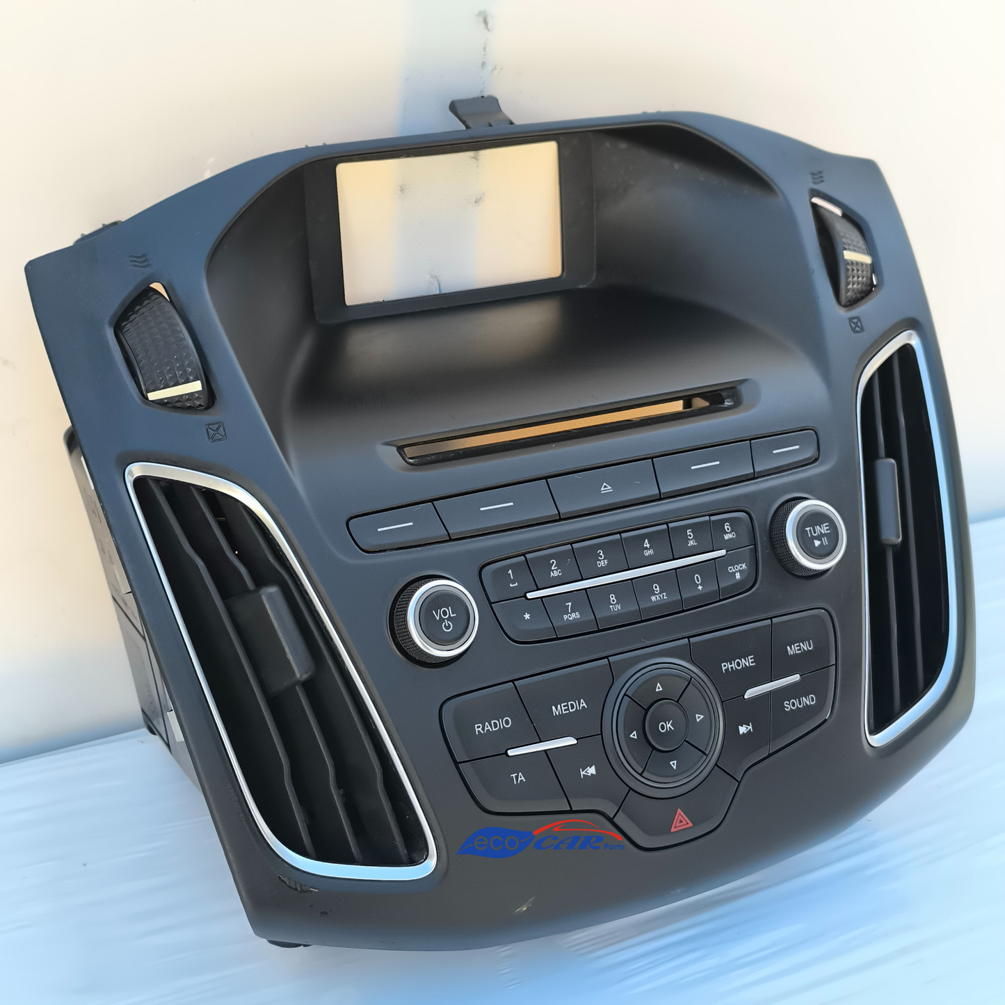 Komplettes Autoradio-Bedienfeld für Ford Focus, Baujahr 2015, Code 4F571-BB ecoAG7405, Rahmen leicht verfärbt