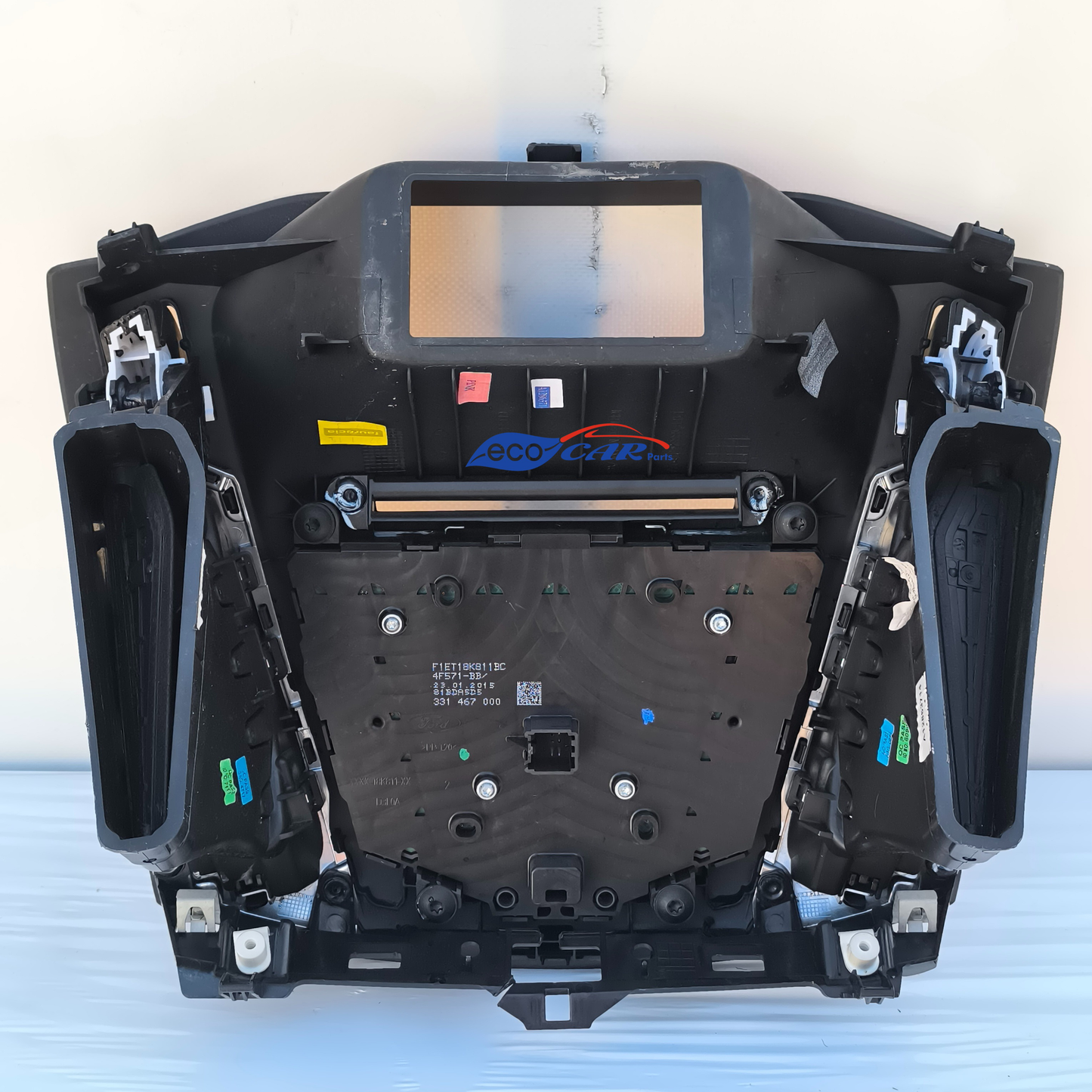 Komplettes Autoradio-Bedienfeld für Ford Focus, Baujahr 2015, Code 4F571-BB ecoAG7405, Rahmen leicht verfärbt