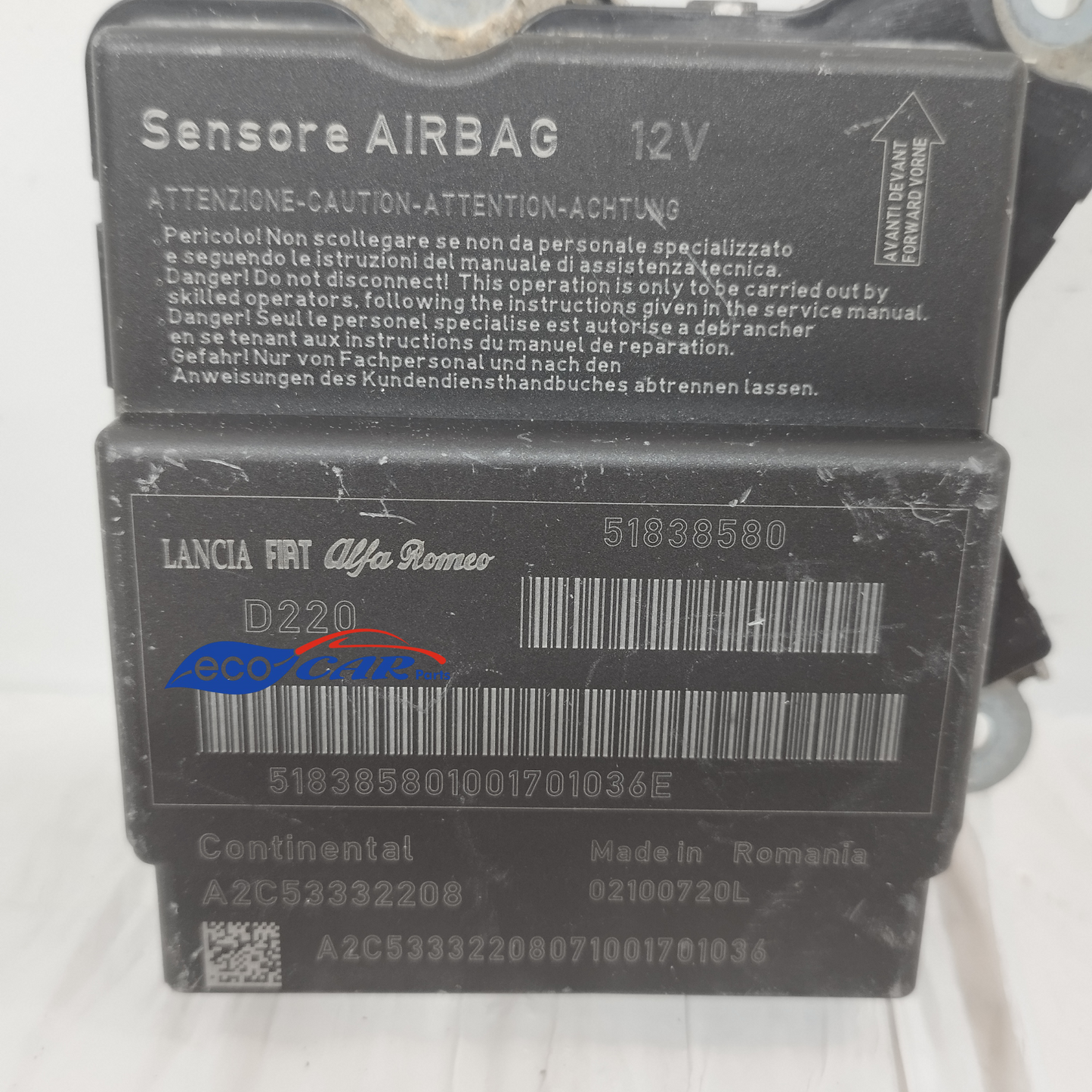 Code des Airbag-Steuergeräts für Fiat Punto Evo 2013: 51838580 ecoAC12062