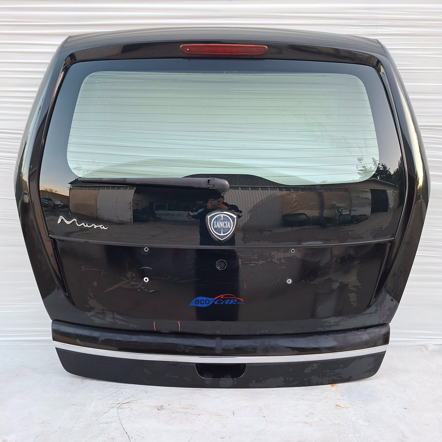 Lancia Musa Heckklappe, Baujahr 2010, schwarz, kleine Delle und einige Kratzer, ecoAG7699