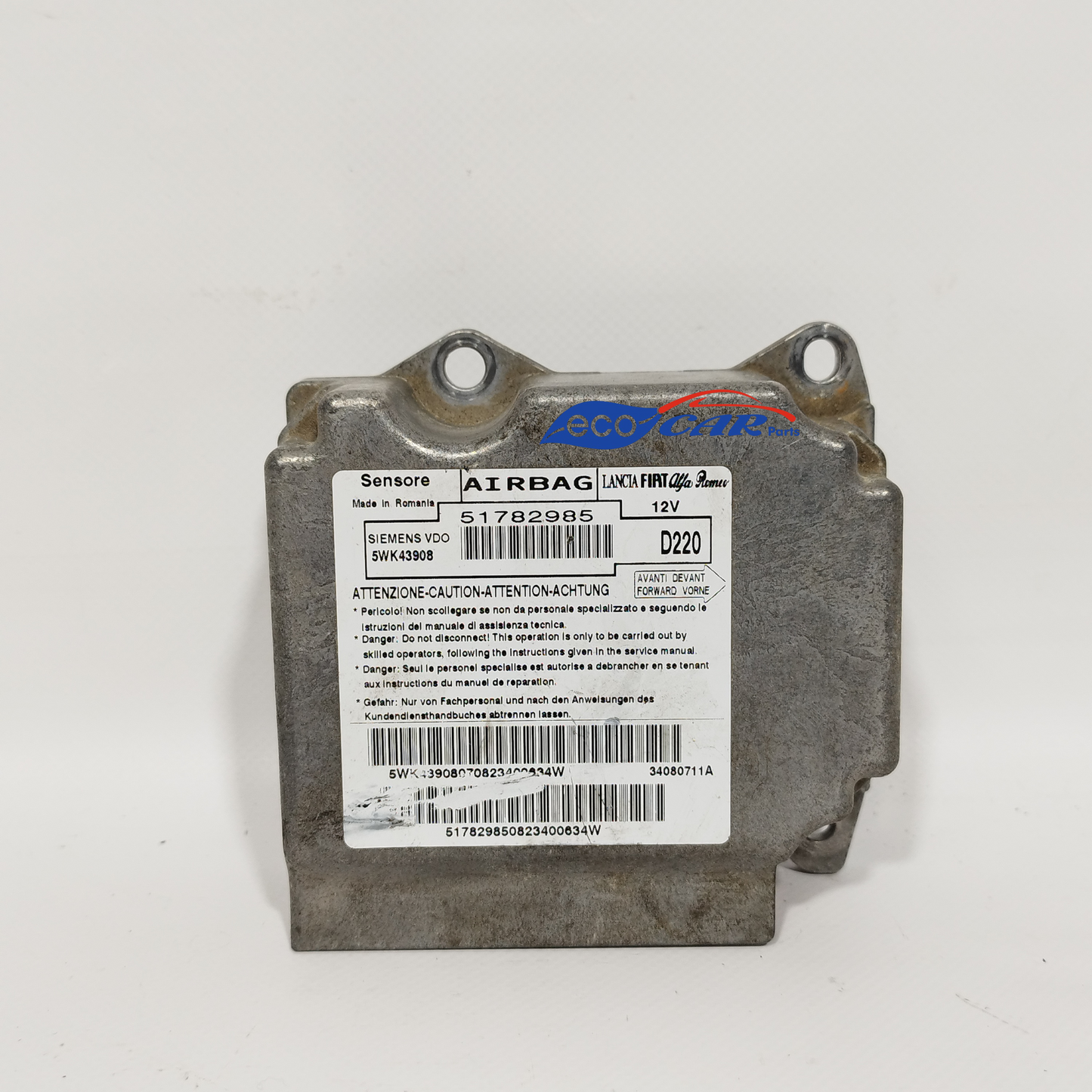 Fiat 500 2007 Airbag-Kit Code: 51782985 ecoAC11434