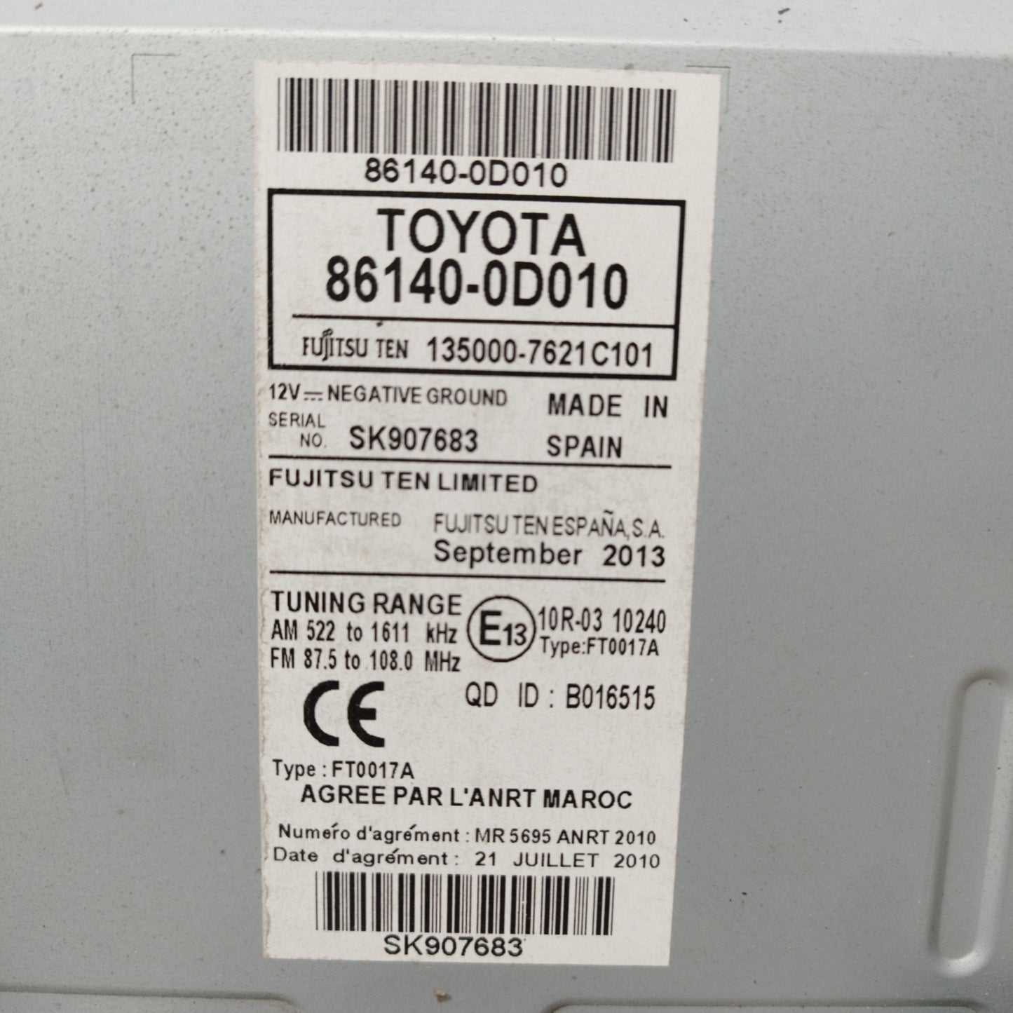 Autoradio Navigatore Toyota Yaris 2014 cod: 86140-0D010 ecoAC10272